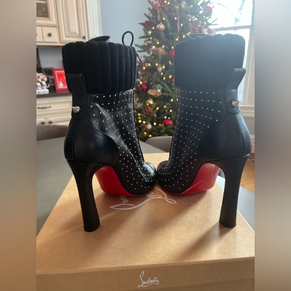 Christian Louboutin Black Dakita 100mm Studded Heeled Boots - Picture 6 of 7
